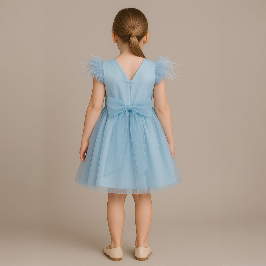 Blue feather dress for girls, Talka 3909-15425