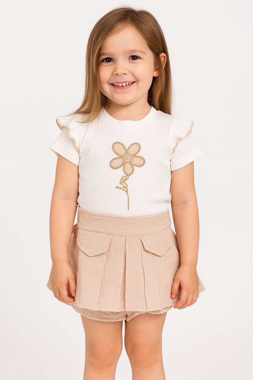 Beige skirt and shorts set for girls Lumia Baby 4005-24625
