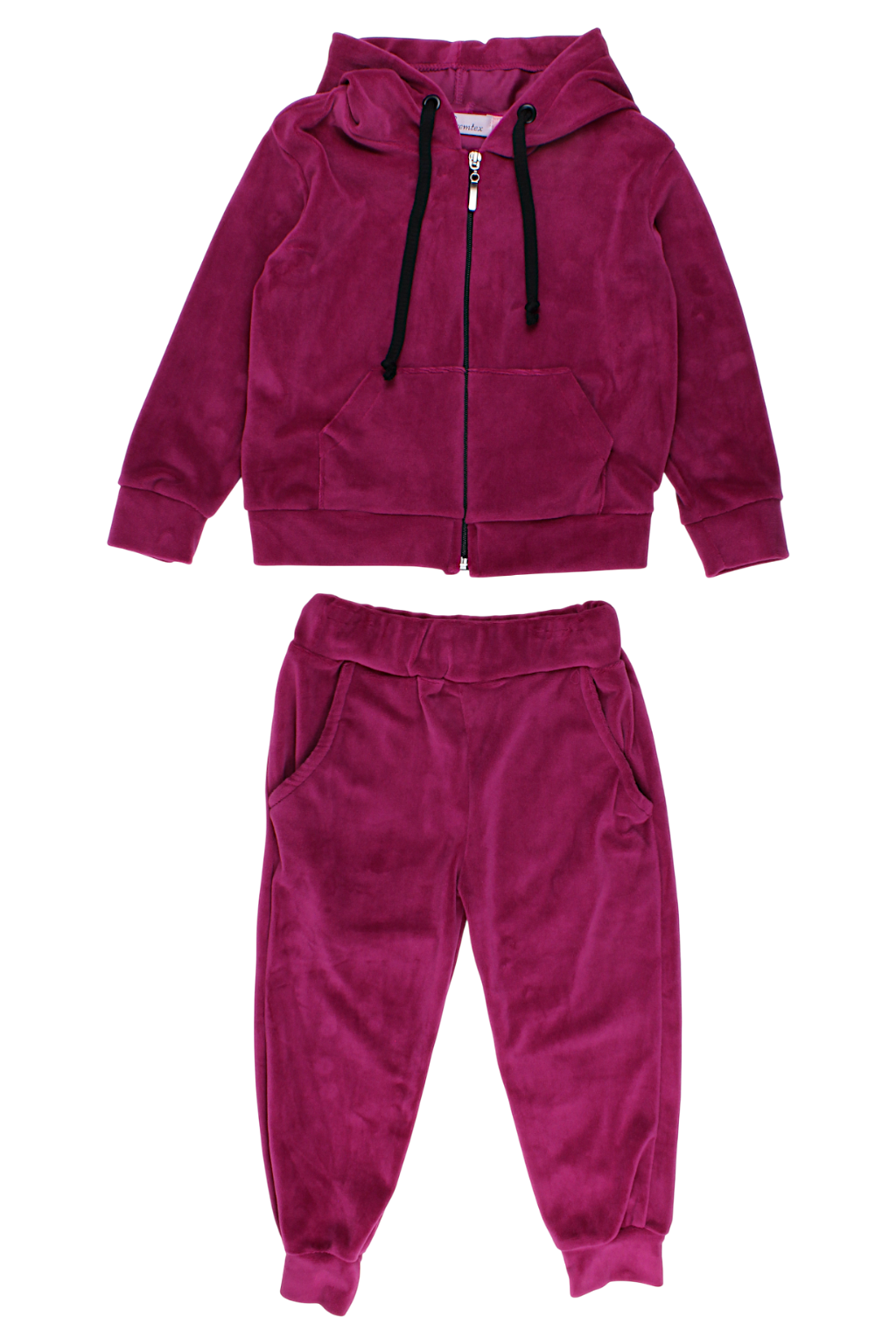Velvet tracksuit for girls, amaranth, Gremtex 4116-28825