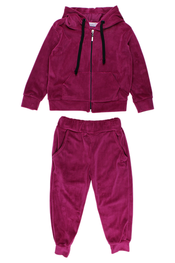 Velvet tracksuit for girls, amaranth, Gremtex 4116-28825