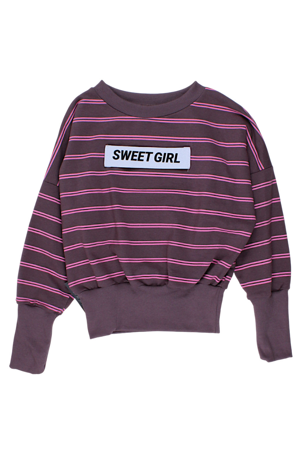 Girls' brown striped sweatshirt Kreizik 4117-28825-4