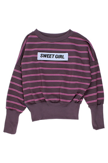 Girls' brown striped sweatshirt Kreizik 4117-28825-4