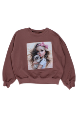 Girl with a Kitten Screen Sweatshirt Girly Chocolate Guliwerkids 4119-28825