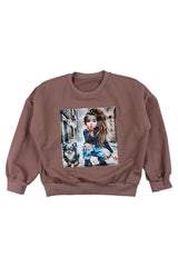 Girl in jeans sweatshirt girly chocolate Guliwerkids 4119-221025