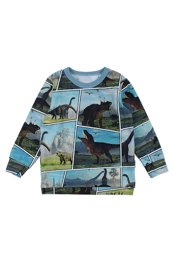 Boy's dinosaur blouse, sea green, Aipi 4120-221025