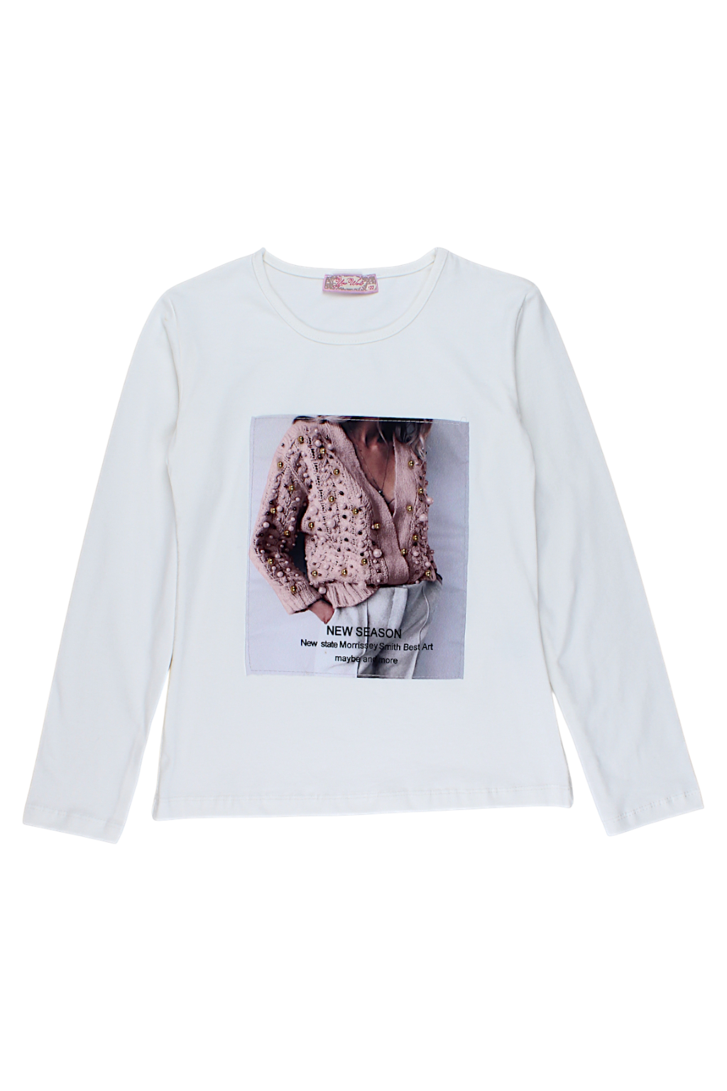 Girls' cream sweater screen blouse Your Word 4124-12925