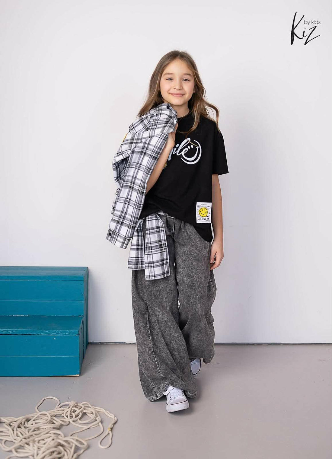 Spodnie jeans klin dziewczęce czarny Kiz 4173-20326