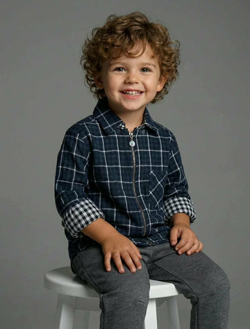 Koszula na zamek chłopięca granat Mimi 4188-21326-23