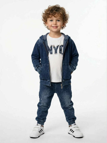 Bluza rozsuwana z kapturem chłopięca niebieska Mimi 4191-21326-35