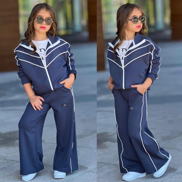 Girls' tracksuit with T-shirt, graphite, Bam Bam 4243-31725