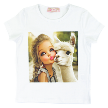 Girl blouse with llama girl white Your Word 4321-5325-3