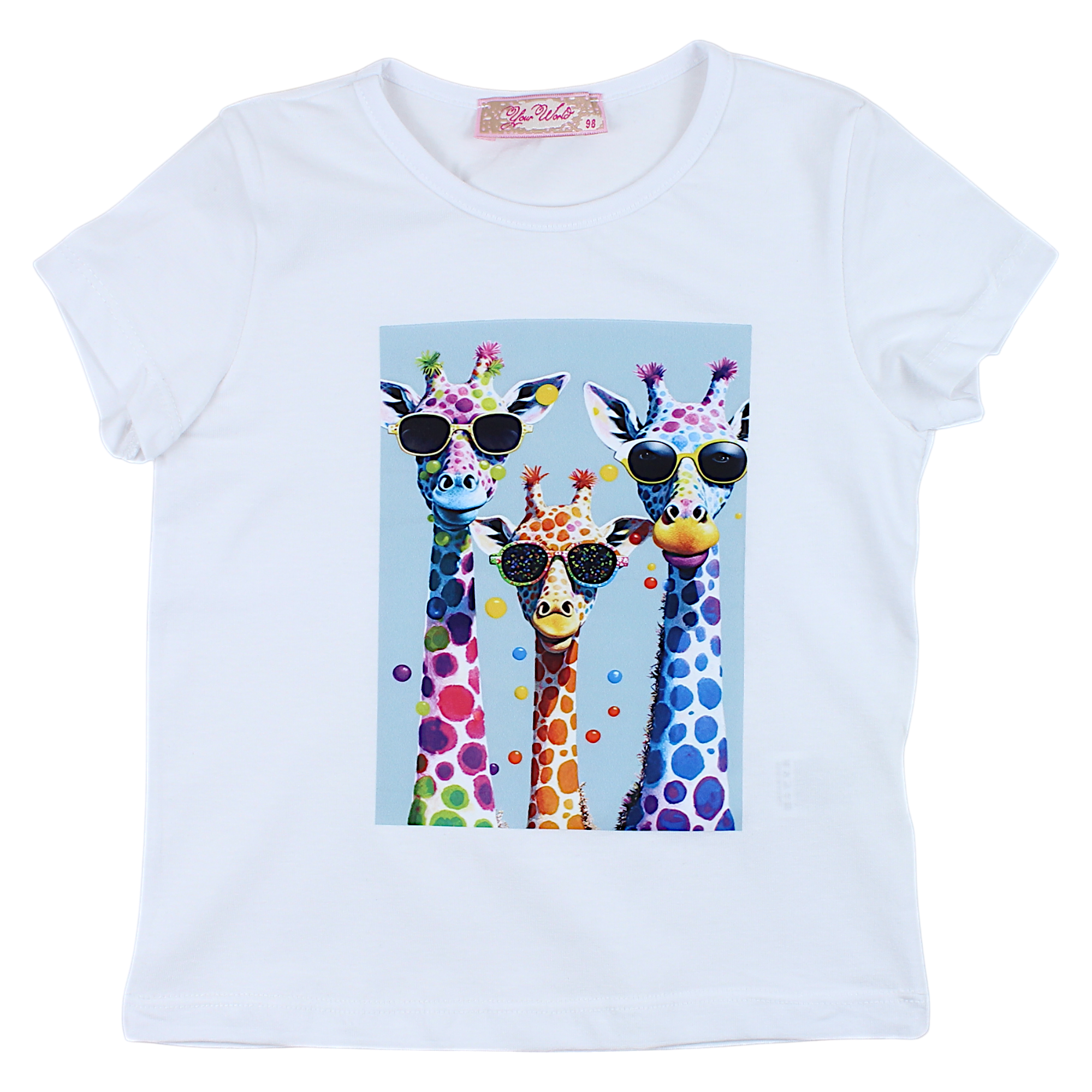 Girls blouse 3 giraffes white Your Word 4323-28425-3