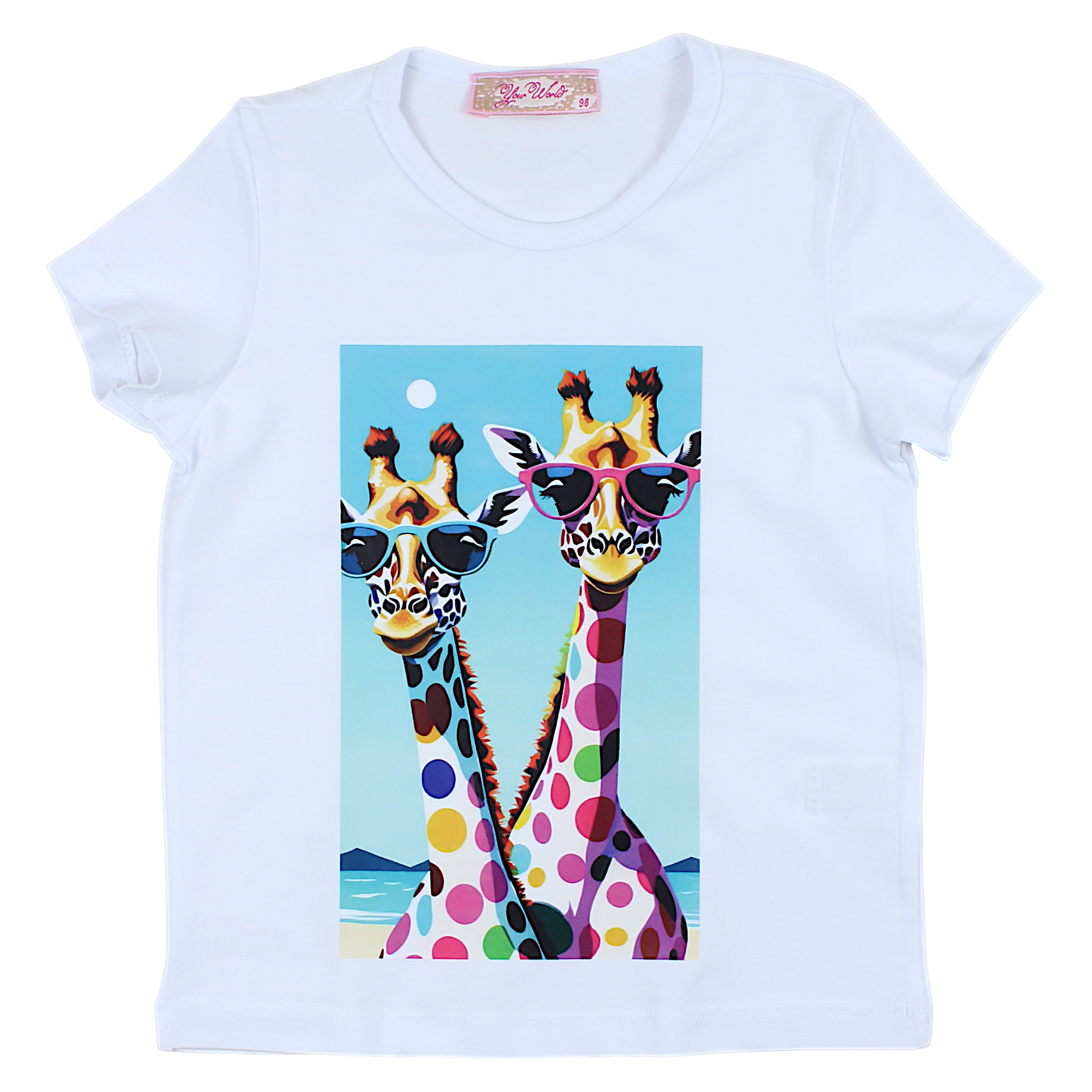 Cheerful blouse 2 giraffes girl white Your Word 4323-28425-3