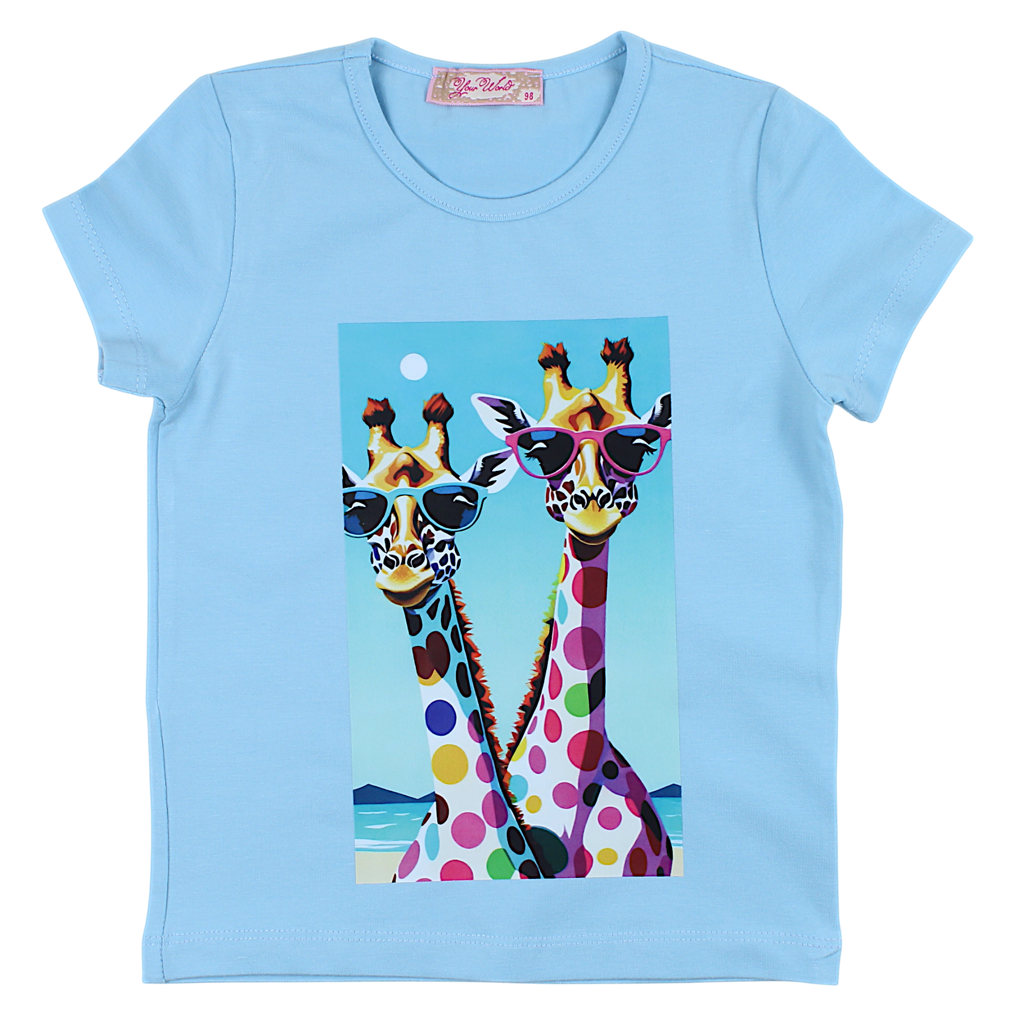 Cheerful blouse 2 giraffes girl blue Your Word 4323-28425