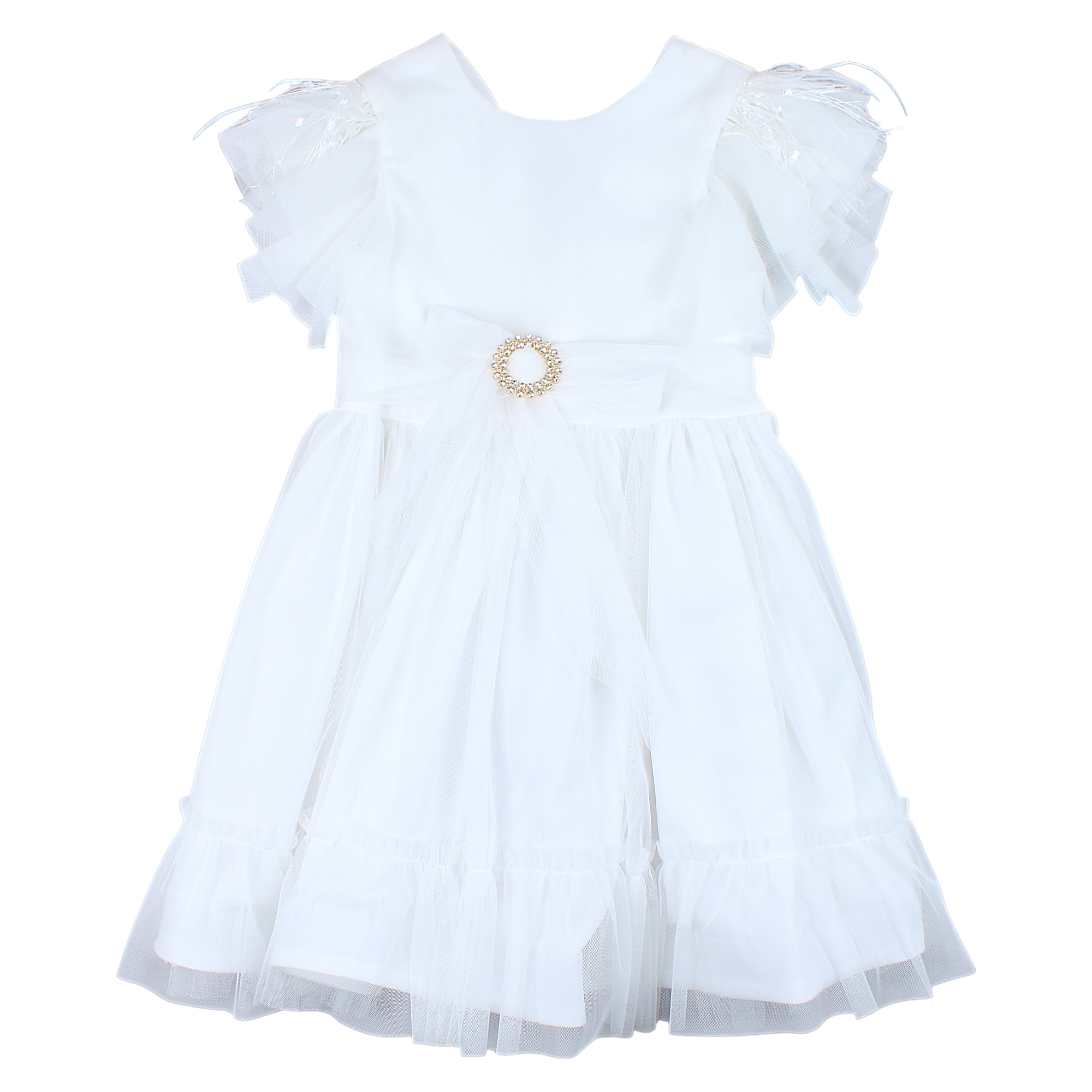 Cream feathers formal dress for girls Talka 4335-24-21325