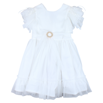 Cream feathers formal dress for girls Talka 4335-24-21325