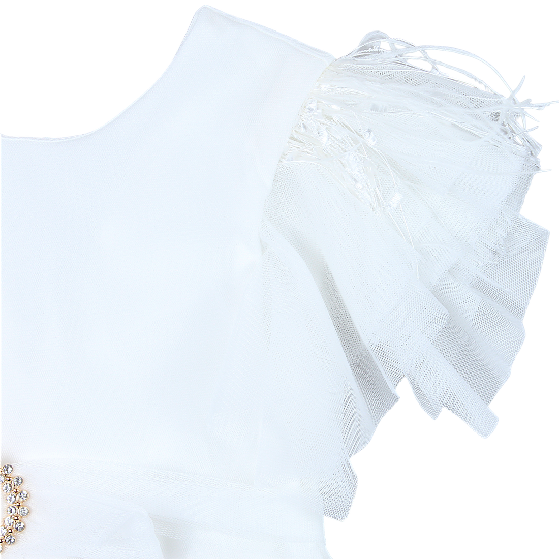 Cream feathers formal dress for girls Talka 4335-24-21325