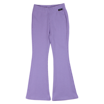 Girls' flared trousers with stripes, lilac, Lambda 4350-6525-29