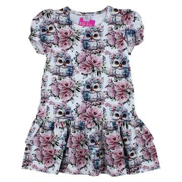 Owl dress digital print girl pink Natalia 4355-2425-40
