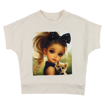 Girl's screen blouse cream Guliwerkids 4357-2425-28