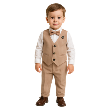 Elegant 4-piece boy's beige set Efbey 4392-13525-23