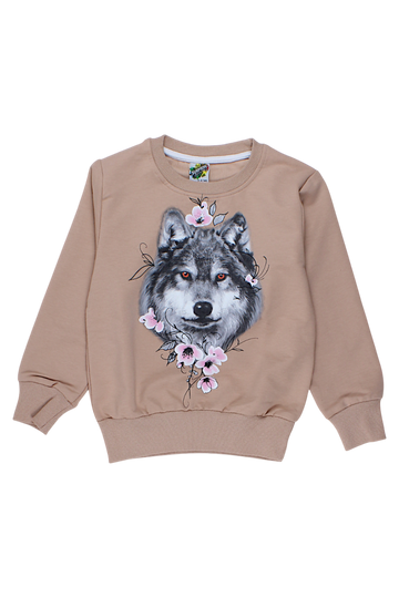Beige Wolf Sweatshirt for Girls Surprise 4473-27825-1