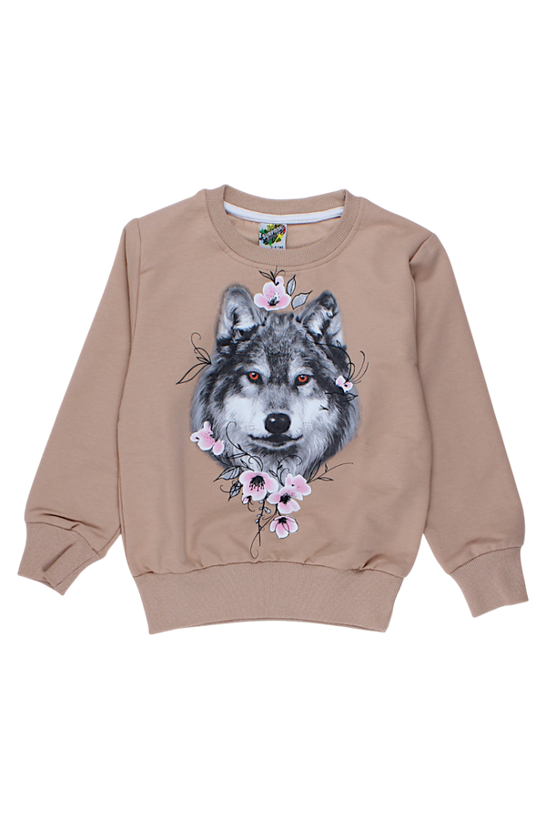 Beige Wolf Sweatshirt for Girls Surprise 4473-27825-1