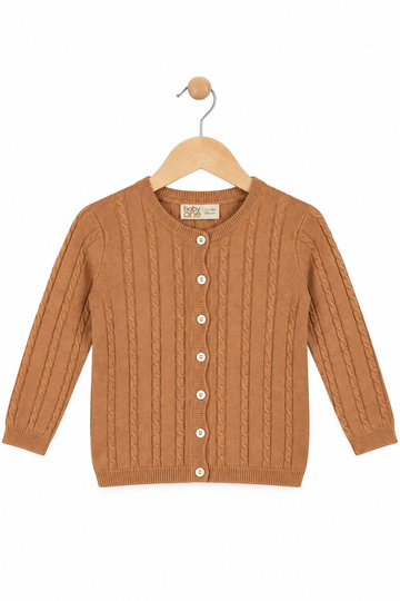 Sweter dziewczęcy warkocz czekolada Babyone 466569-3926-17