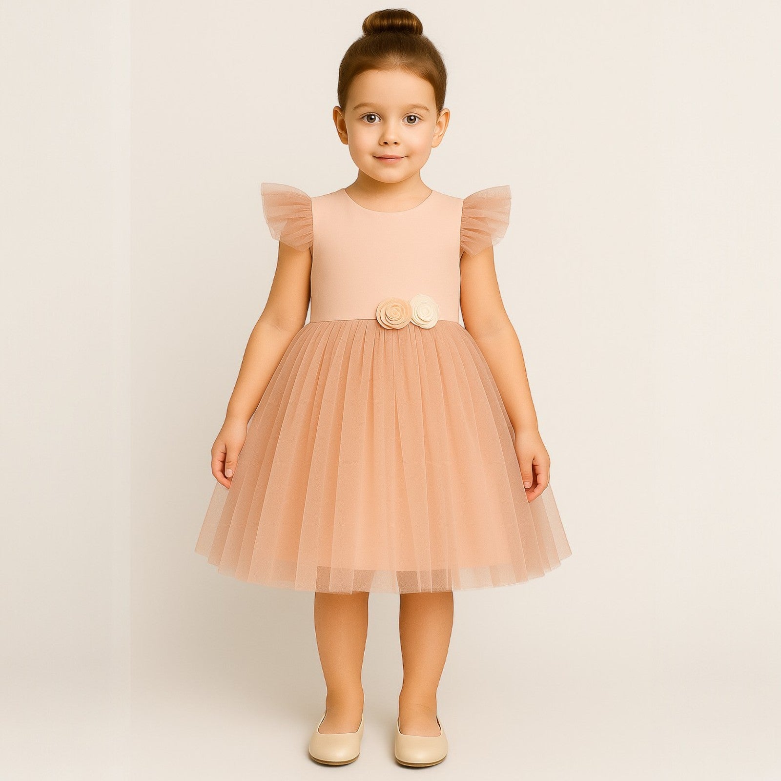 Girls' tulle dress, powder pink, Guliwerkids 4901-15425