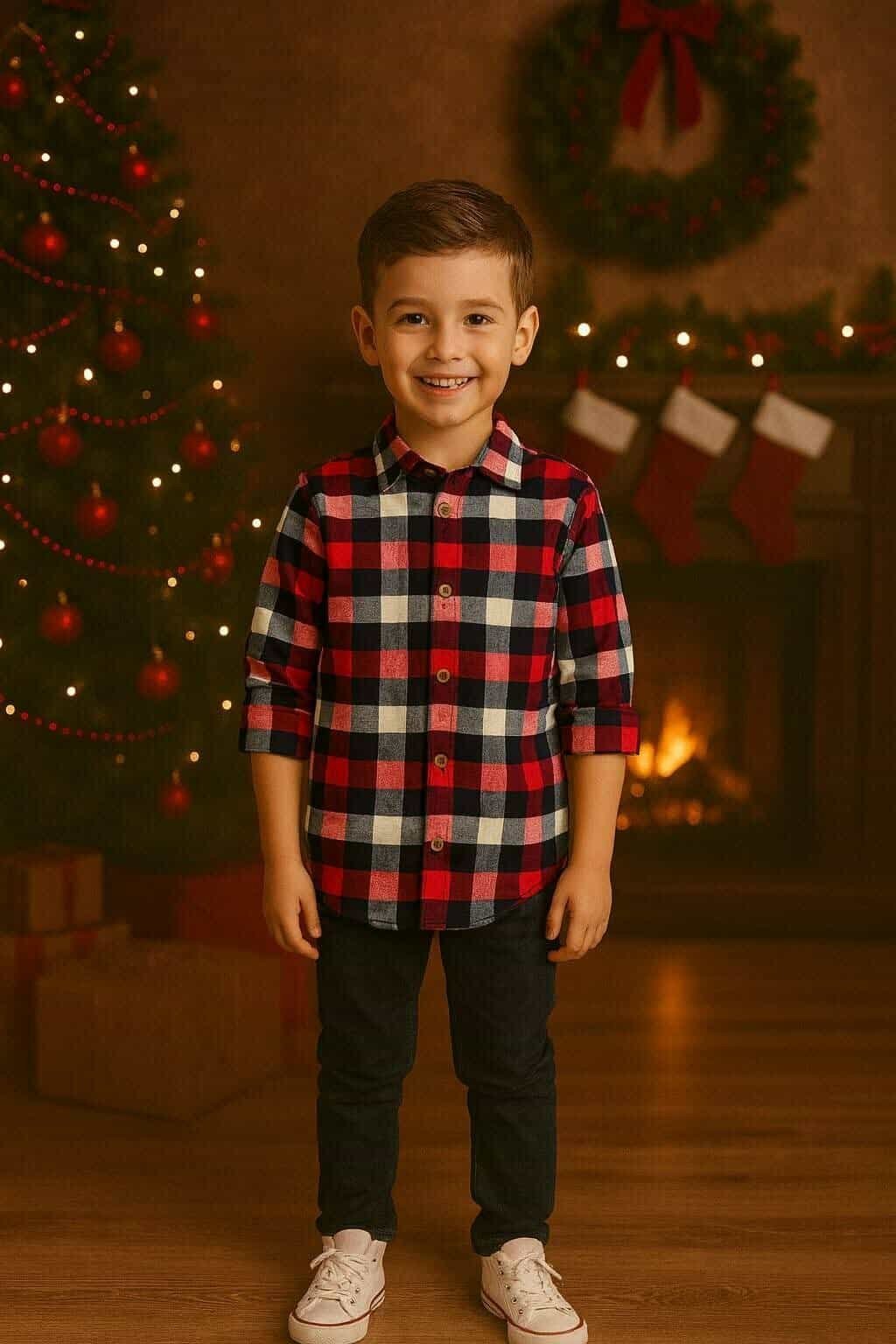 Boy's red checked cotton shirt Guliwerkids 5002-251125-18