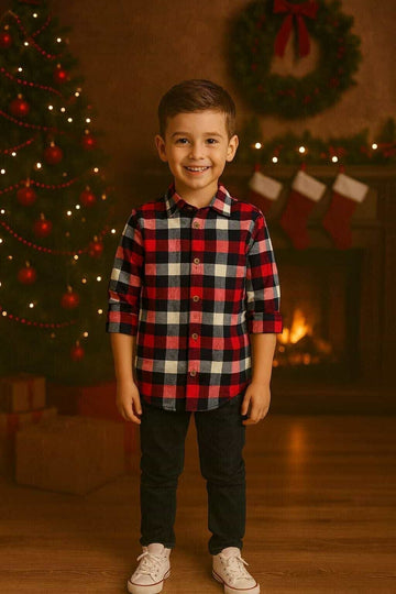 Boy's red checked cotton shirt Guliwerkids 5002-251125-18