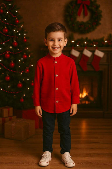 Boy's formal shirt with stand-up collar, red Guliwerkids 5005-251125-18