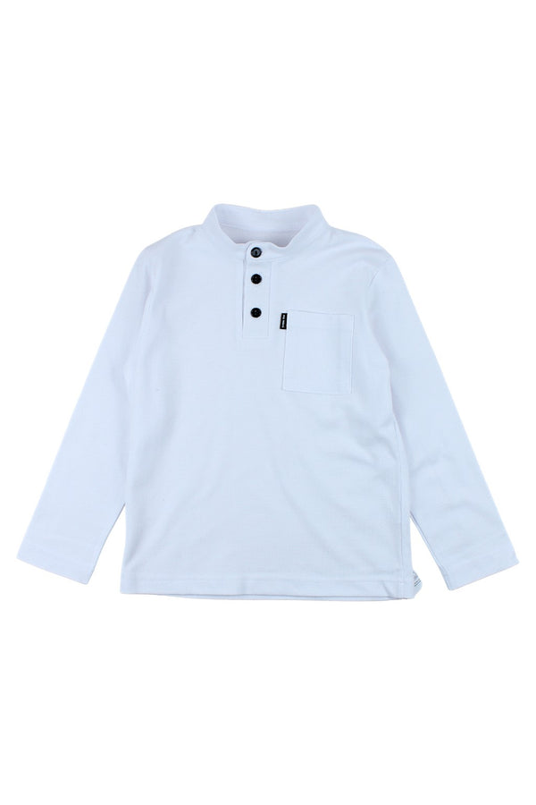 Boy's white stand-up collar T-shirt Mimi 5062-51125