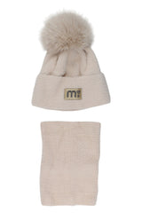Beige Ambra hat and scarf set for girls 5063-51125