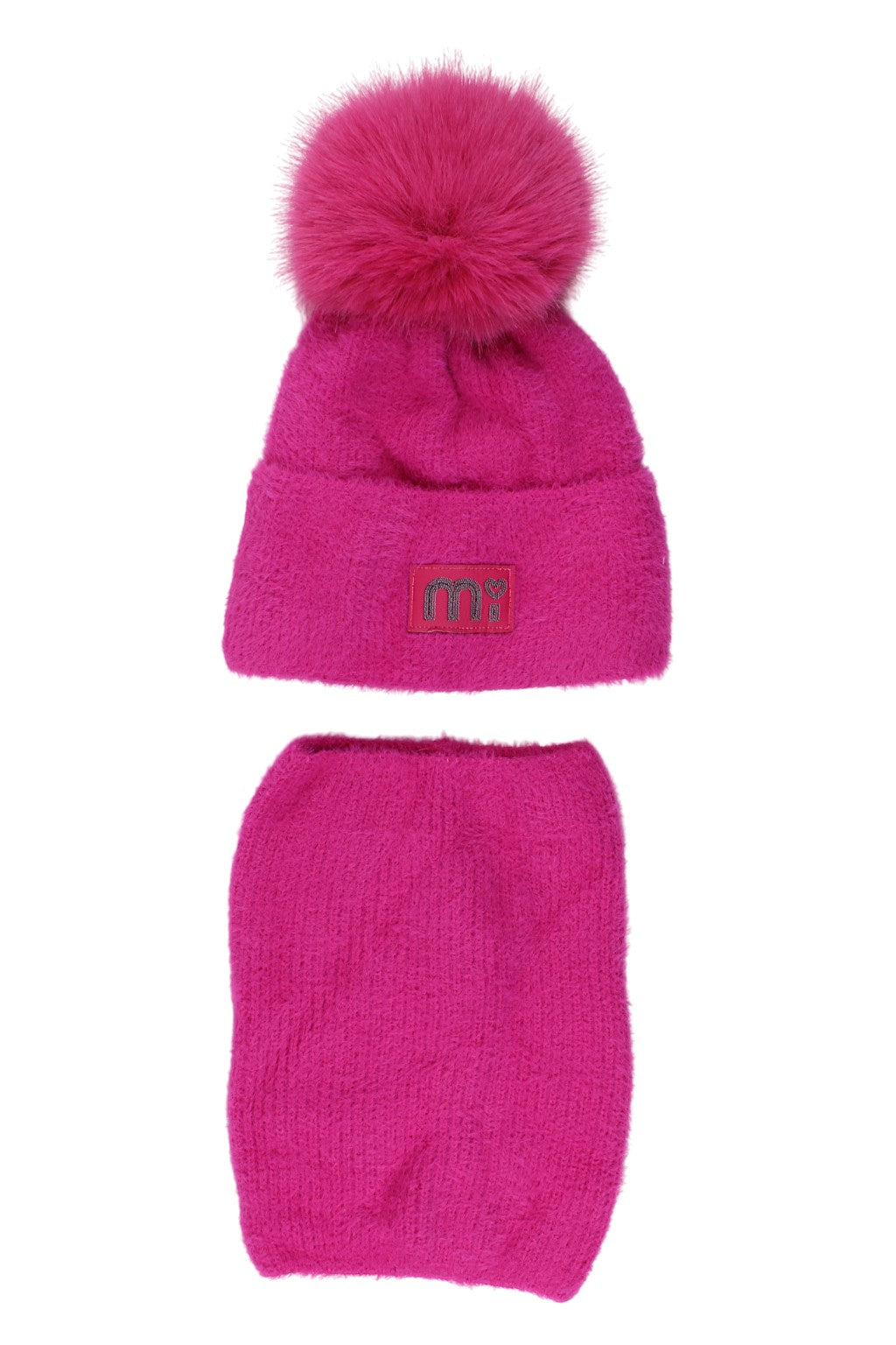 Girls' hat and scarf set, fuchsia Ambra 5063-51125-21