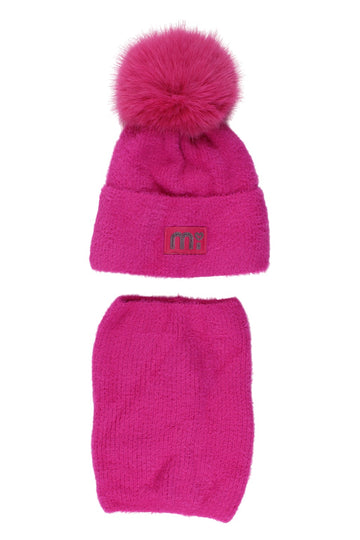 Girls' hat and scarf set, fuchsia Ambra 5063-51125-21