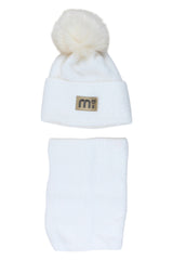 Girl's hat and scarf set, cream Ambra 5063-51125-28