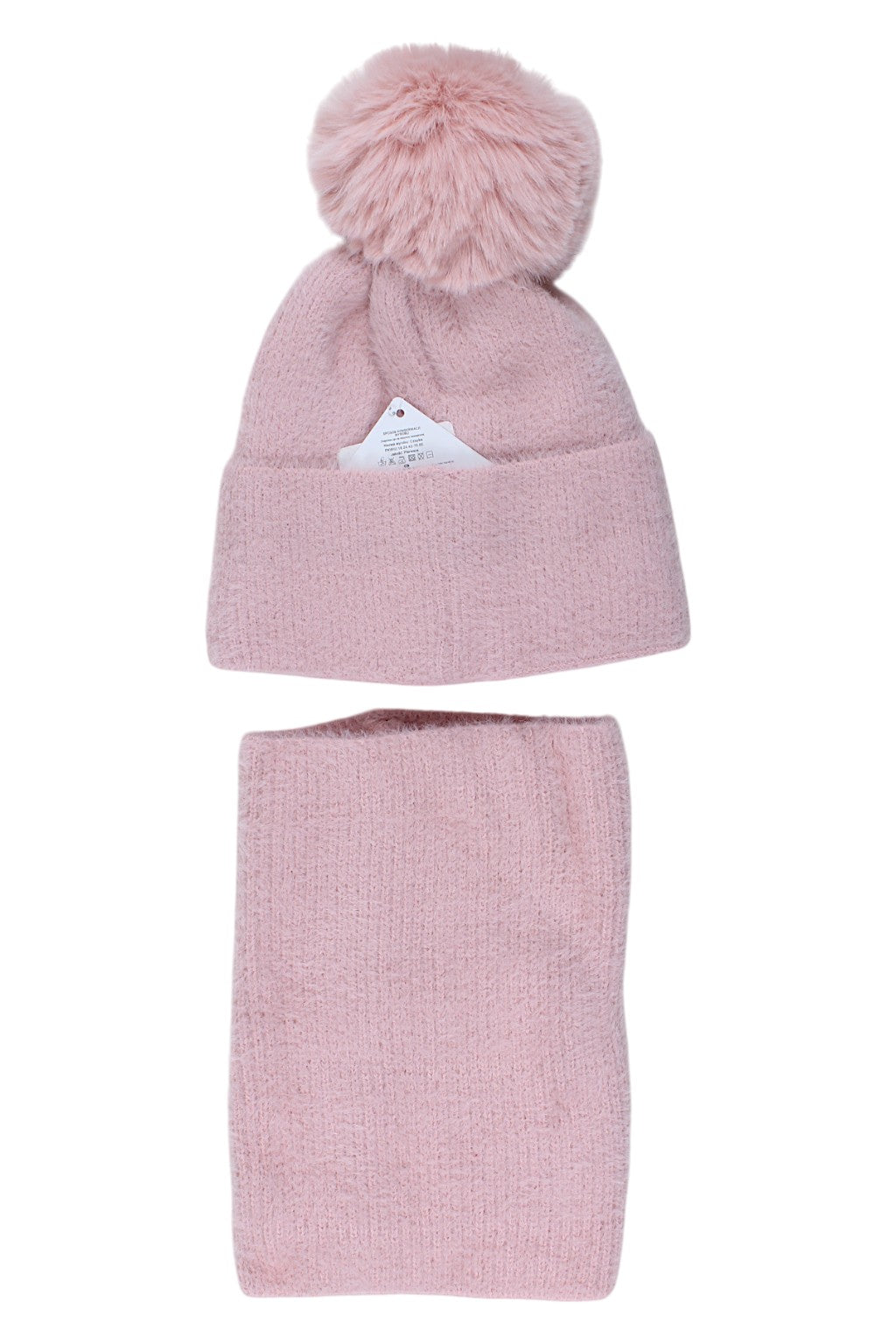 Girls' hat and scarf set, powder pink, Ambra 5063-51125