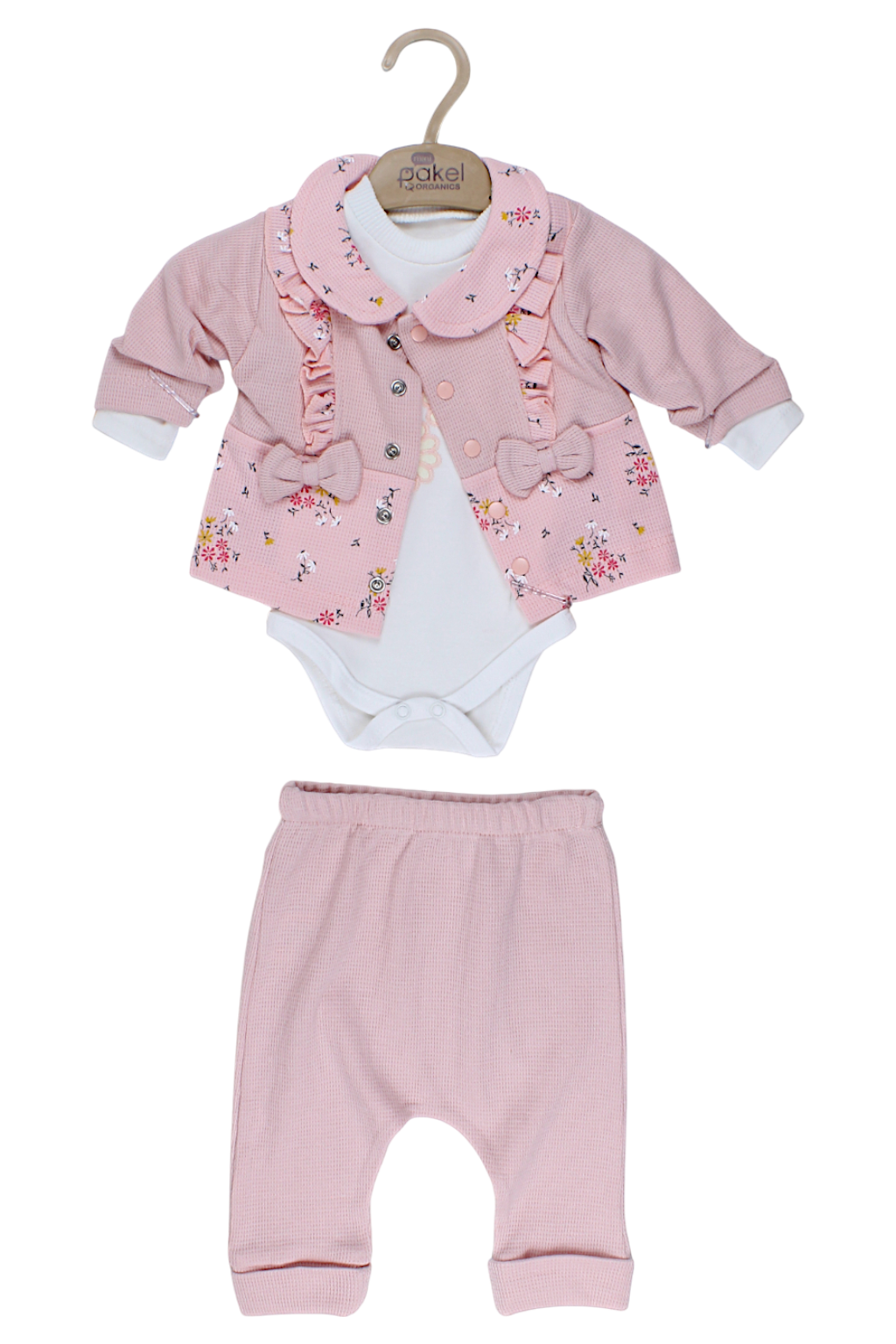 Set with bodysuit flowers girly powder pink Pakel 513-27825-39