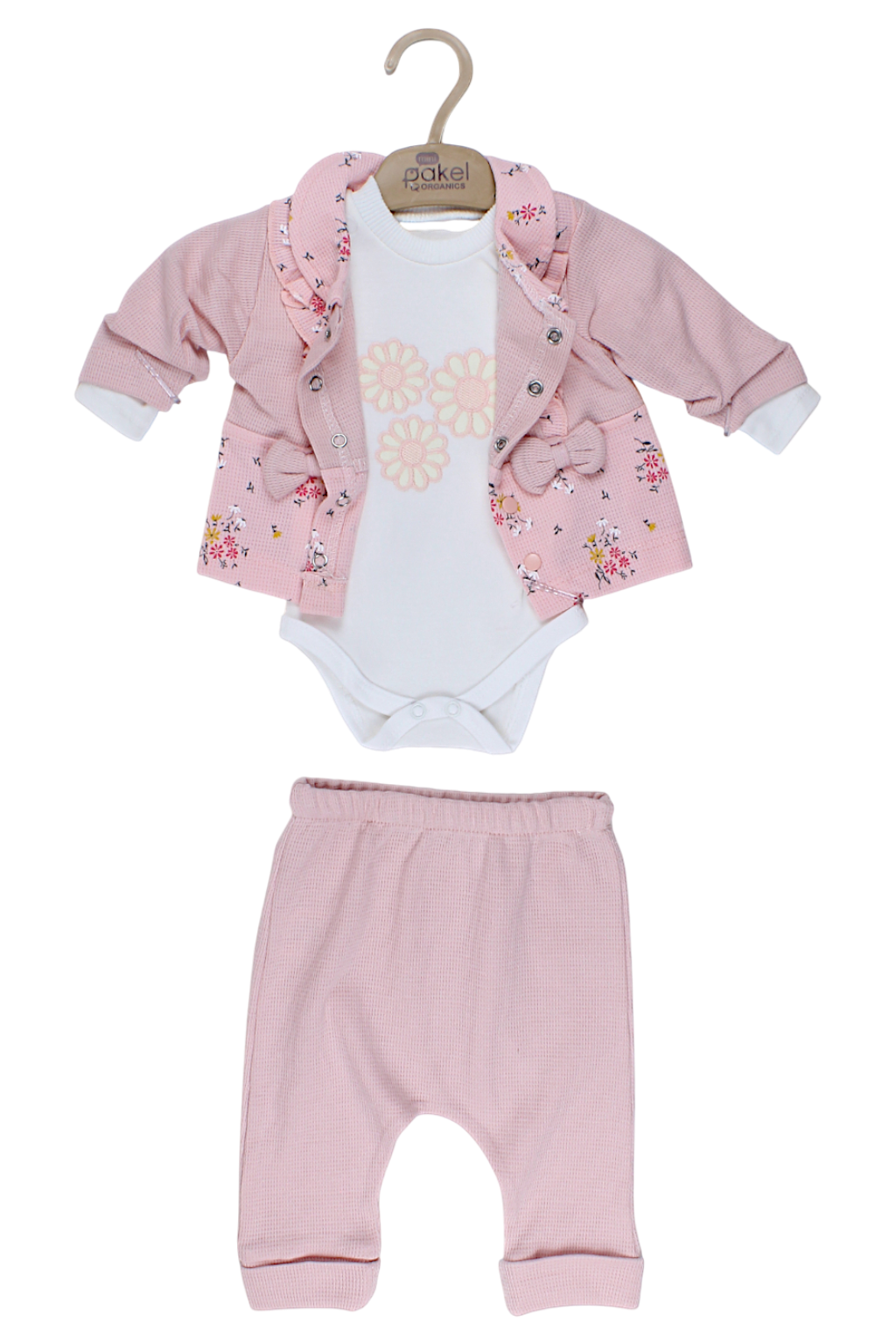 Set with bodysuit flowers girly powder pink Pakel 513-27825-39