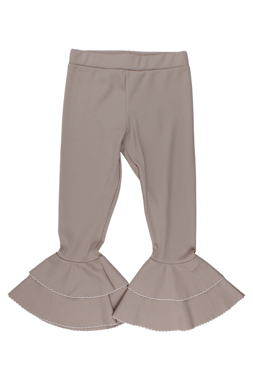 Girls' flared trousers with ruffles, beige, Timi 51592-20825-1