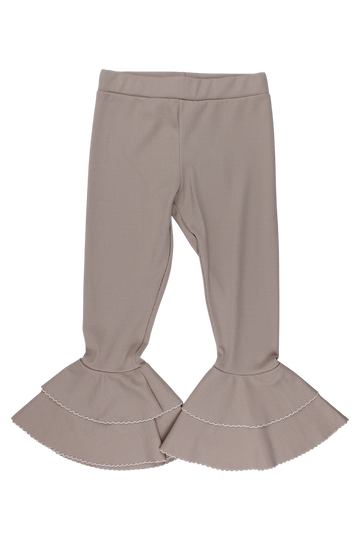 Girls' flared trousers with ruffles, beige, Timi 51592-20825-1