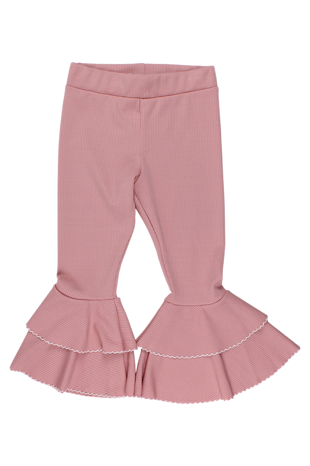 Girls' flared trousers with ruffles, powder pink, Timi 51592-20825