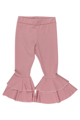 Girls' flared trousers with ruffles, powder pink, Timi 51592-20825