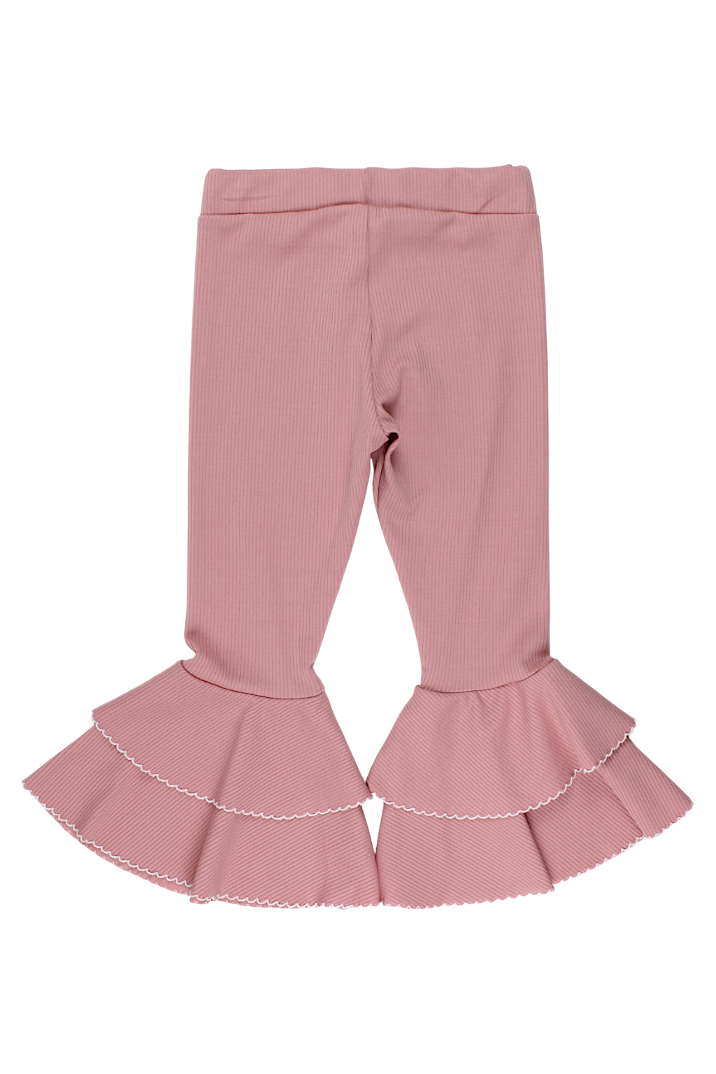 Girls' flared trousers with ruffles, powder pink, Timi 51592-20825