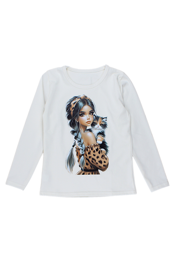 Girls' cream leopard blouse Guliwerkids 5219-16925-28