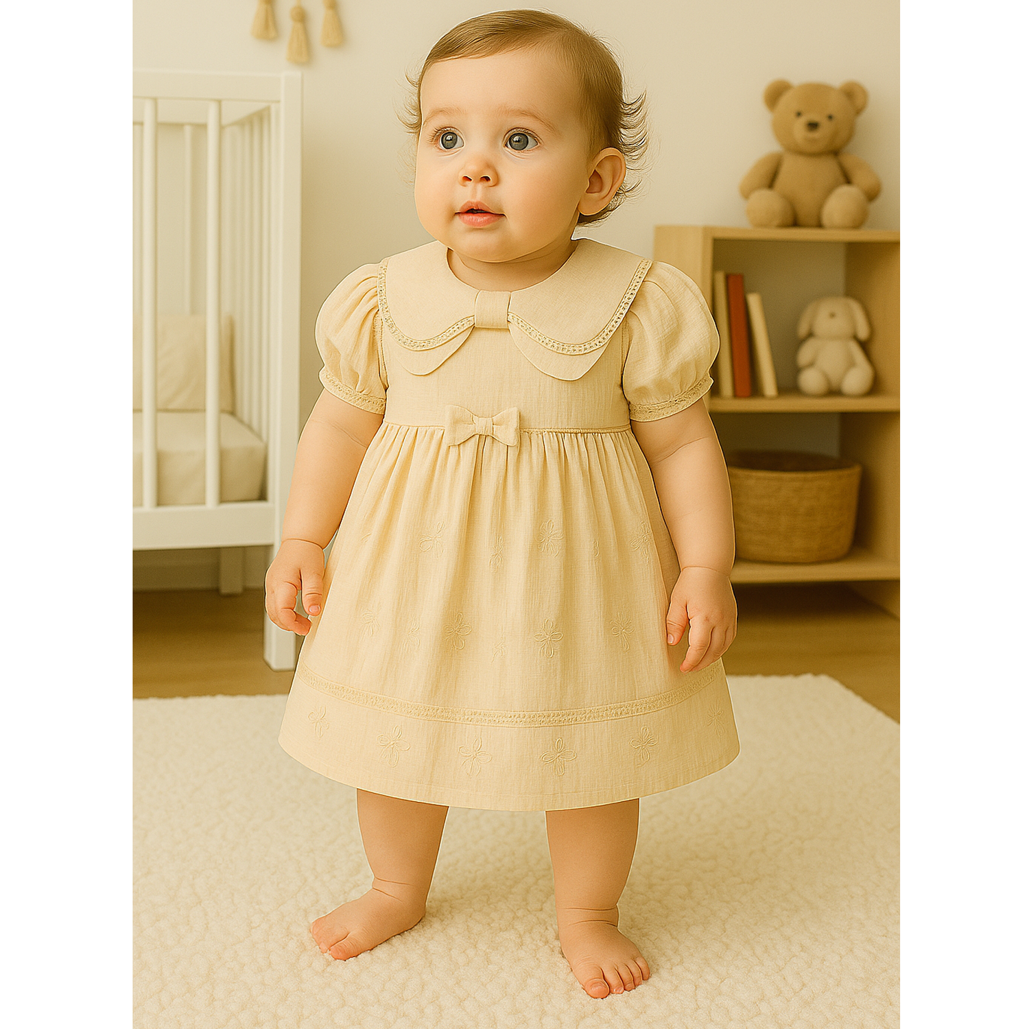 Girl's muslin dress cream cream My Lusa 3011-16525-28