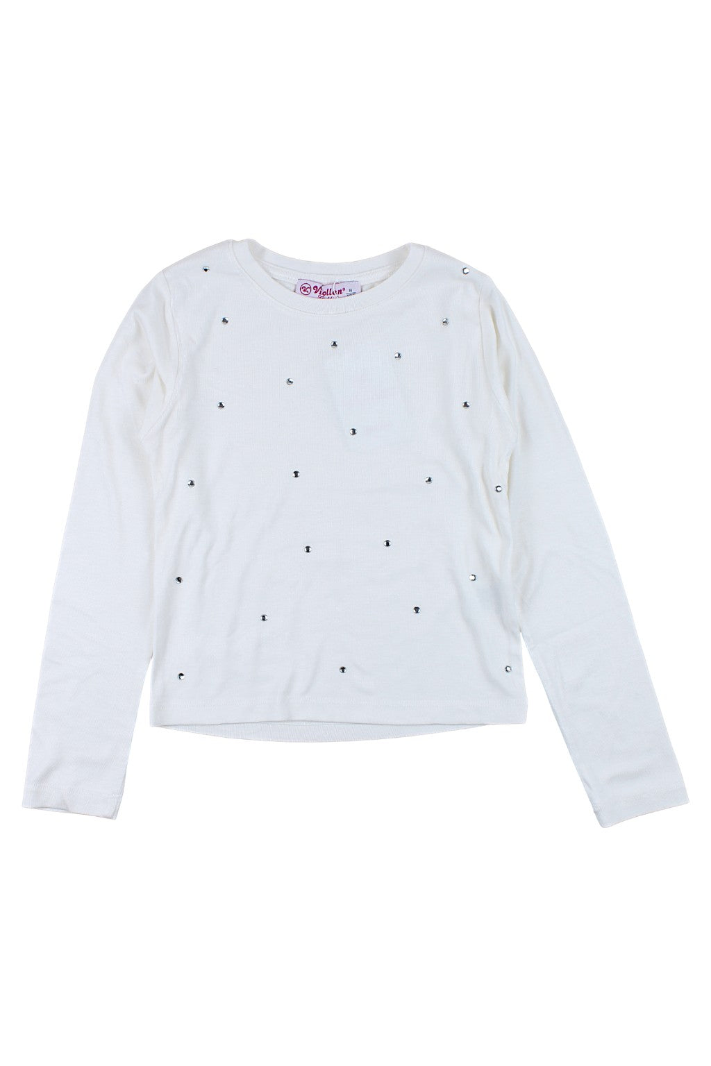 Girls' rhinestone blouse, cream Viollen 5384-221025