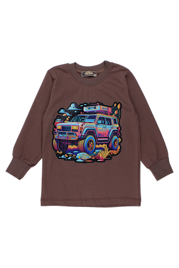 Boy's chocolate car jeep blouse Your Word 5410-20825