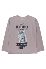 Cat Time blouse for girls, beige Your Word 5411-20825-1
